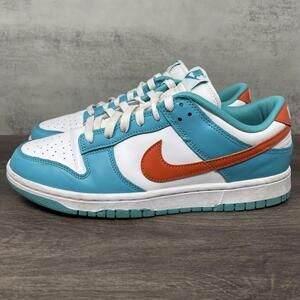 Nike Dunk Low Shoes Mens 9.5 Miami Dolphins Teal Orange White Sneakers DV0833-10